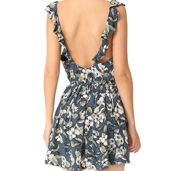 NWOT FREE PEOPLE Dear You Teal Green Floral Mini Dress Size Medium - Picture 2 of 14